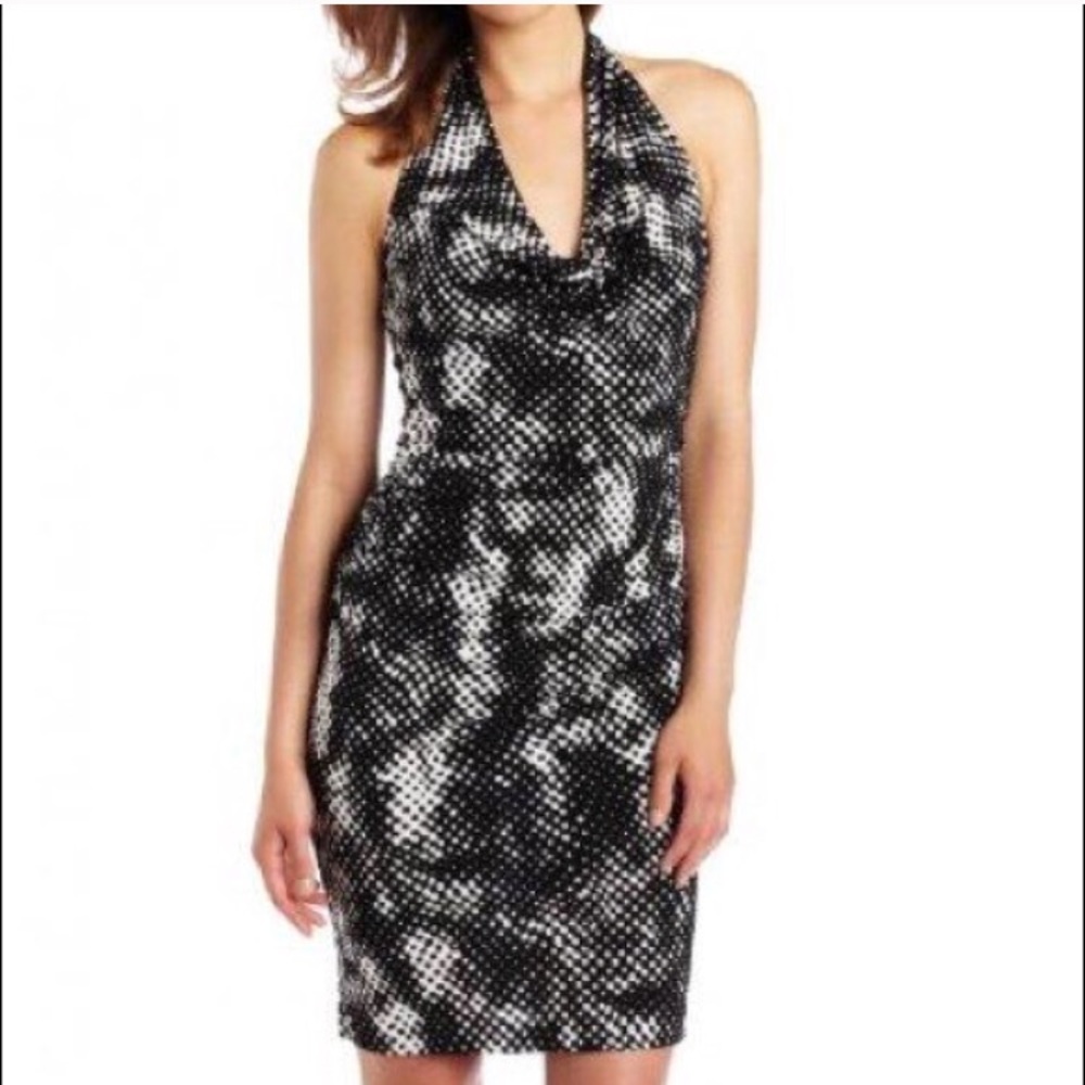 🖤NWOT Nicole Miller🖤Black & White Halter Dress